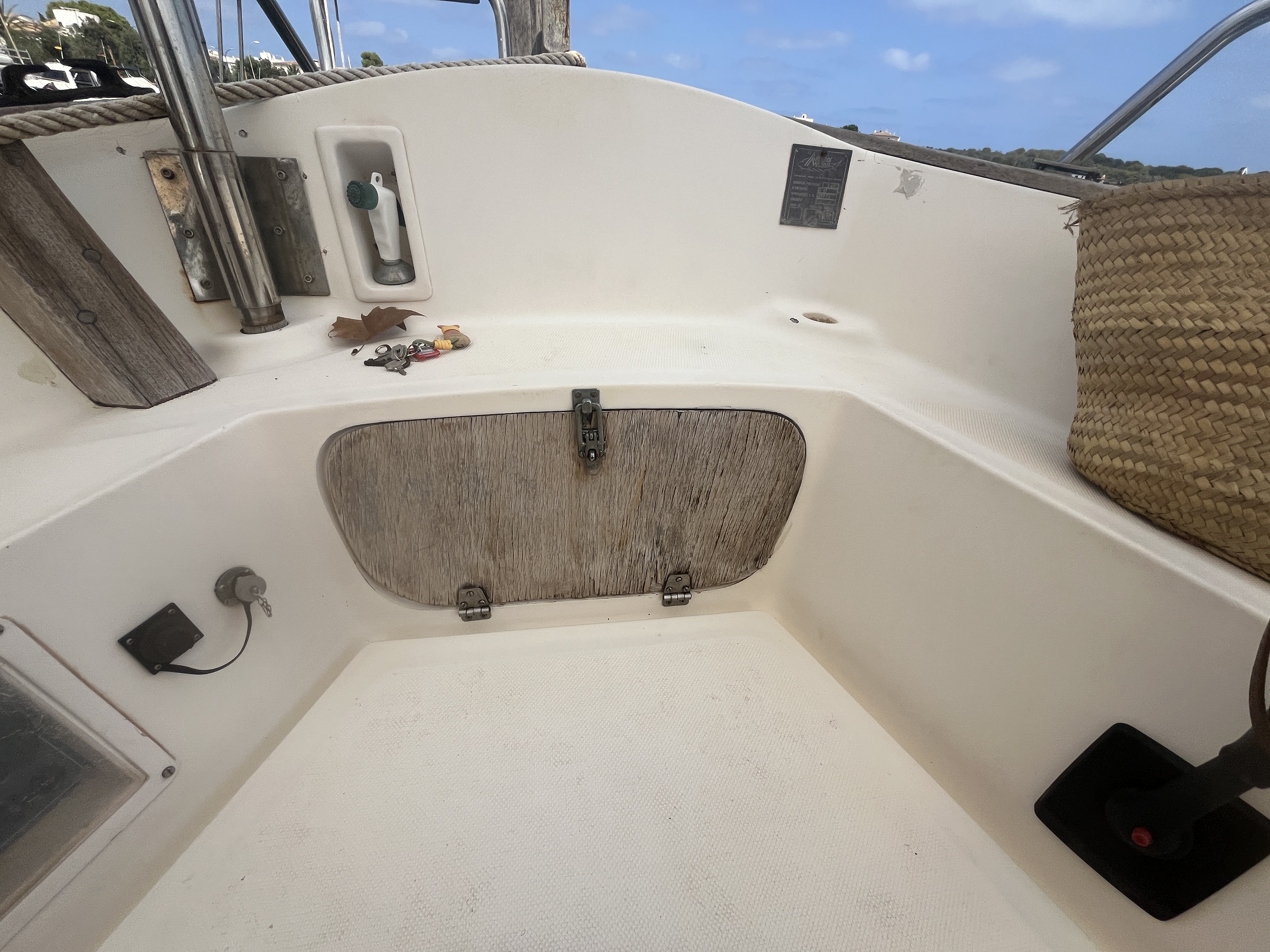 Cockpit storage panel before refurbishment.